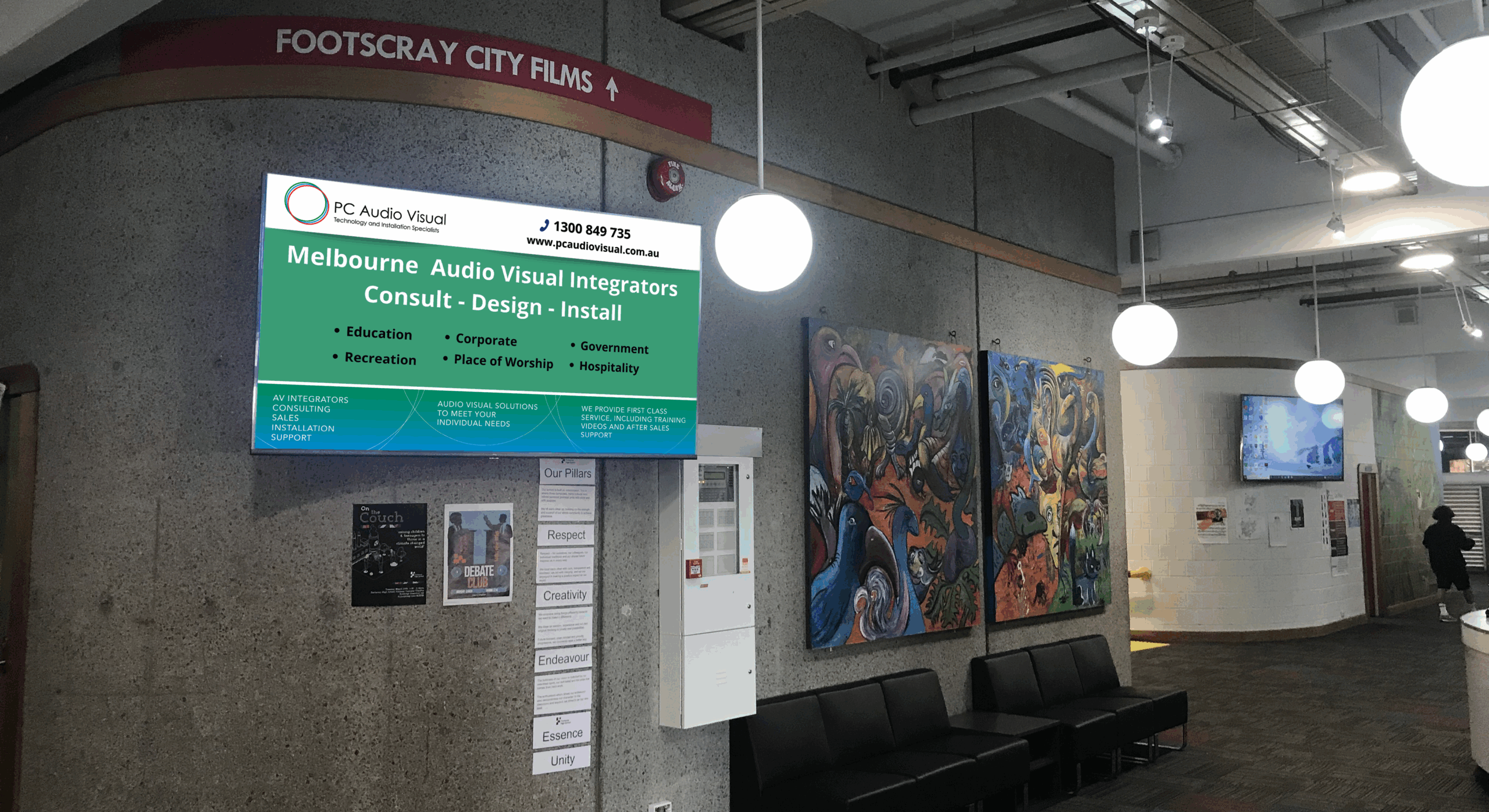 Footscray Reception Screen Installation